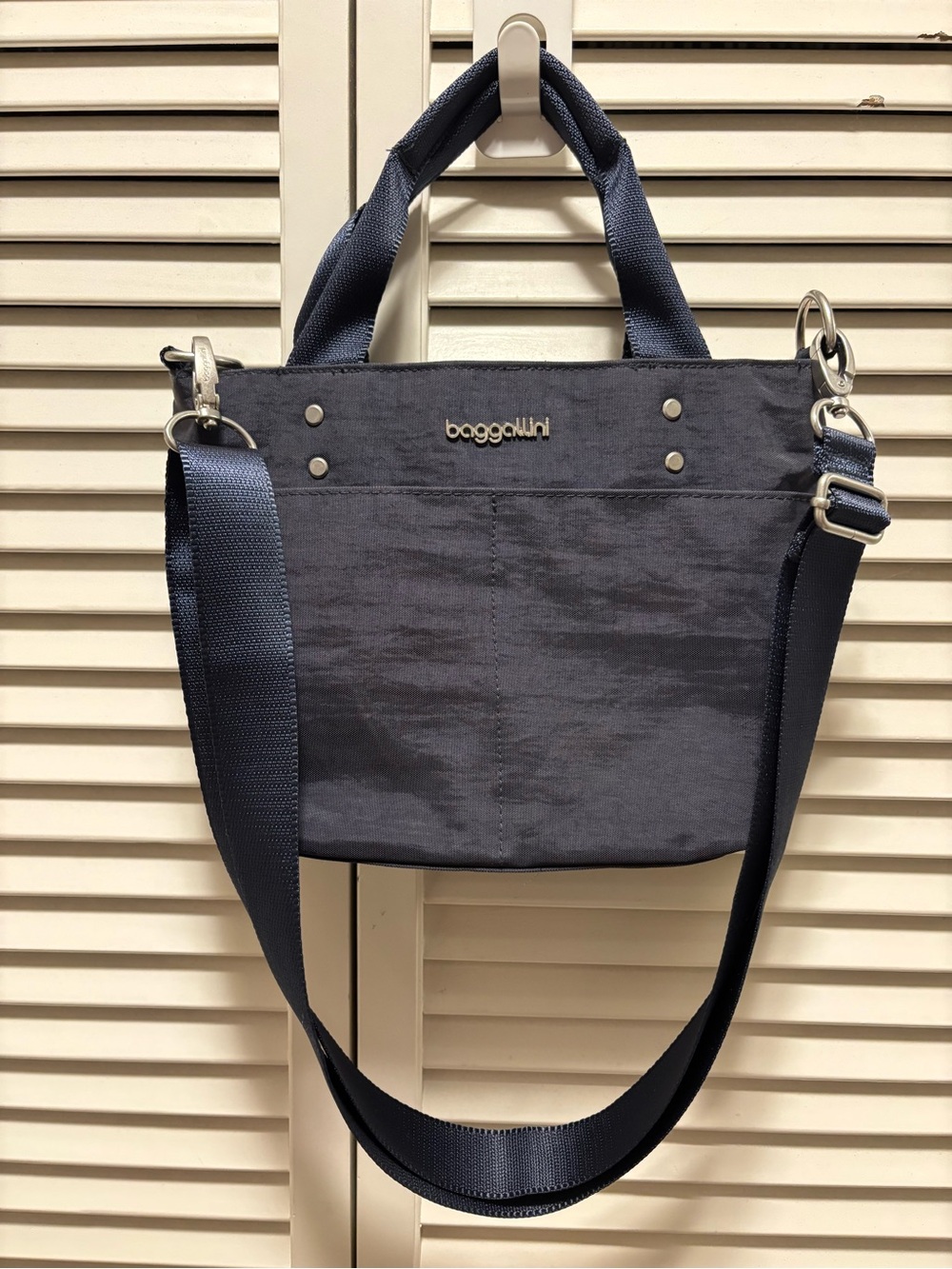 Baggillini Mini Carryall Tote Bag and Crossbody in French Navy